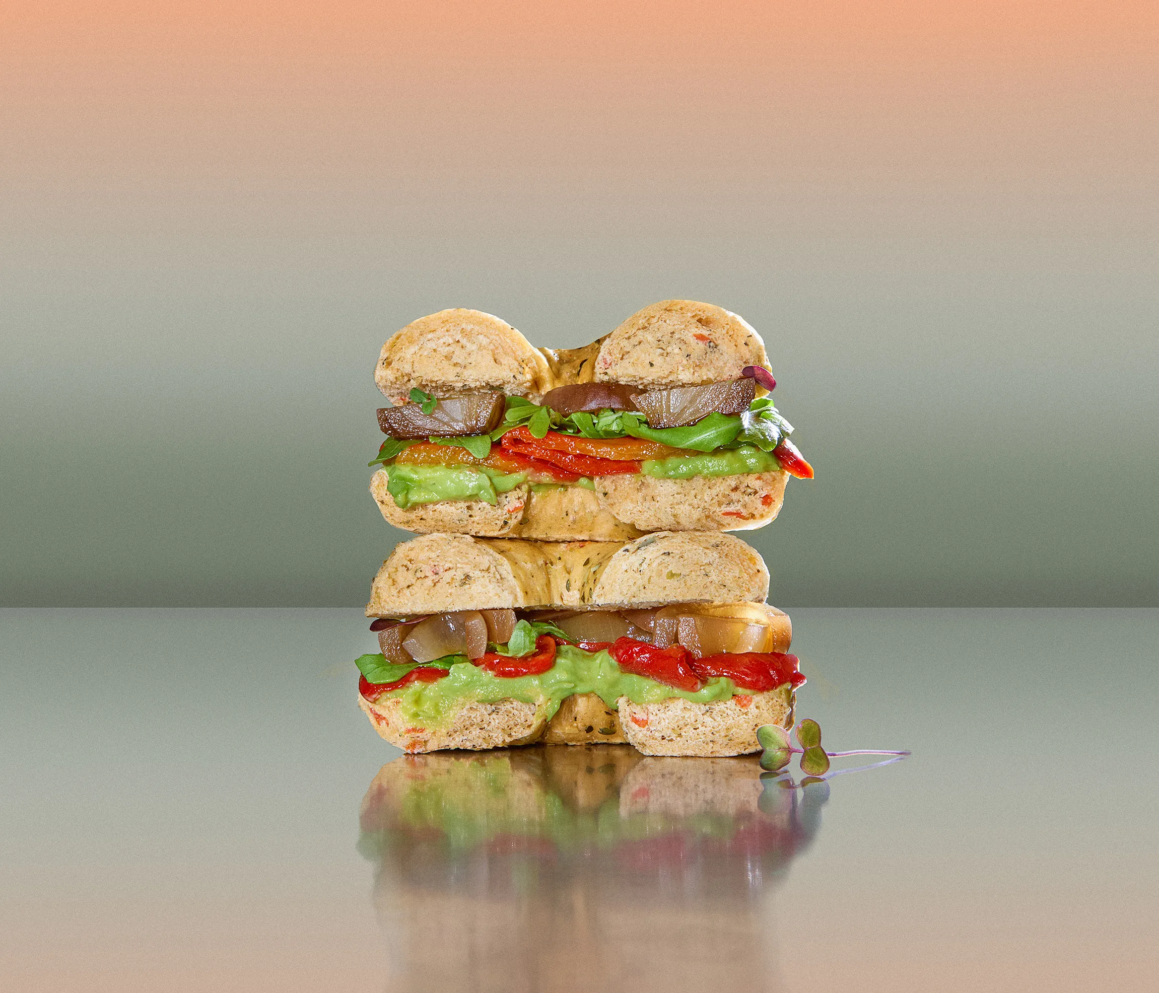 Filled bagel styled for a menu card