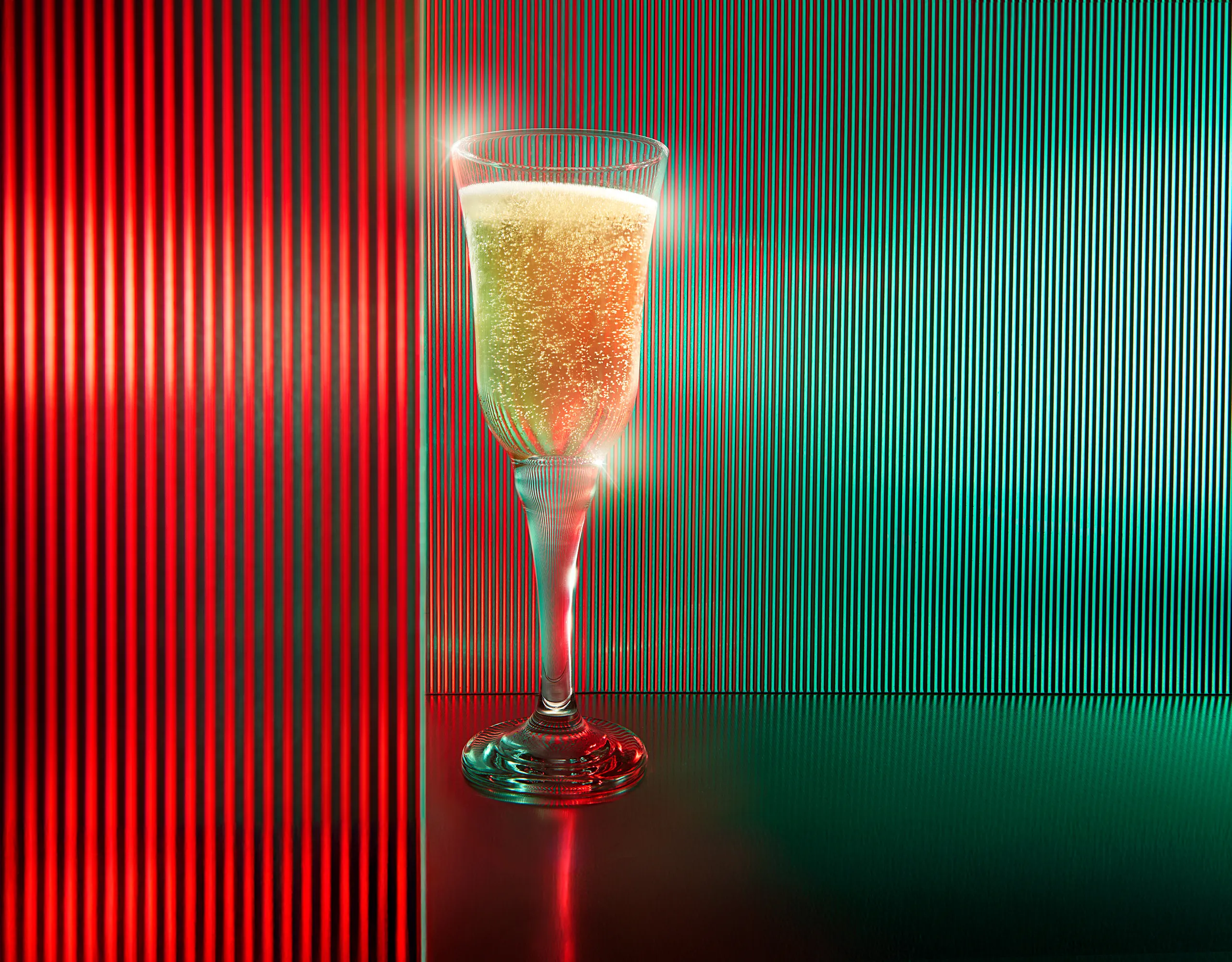Champagne poured in the studio