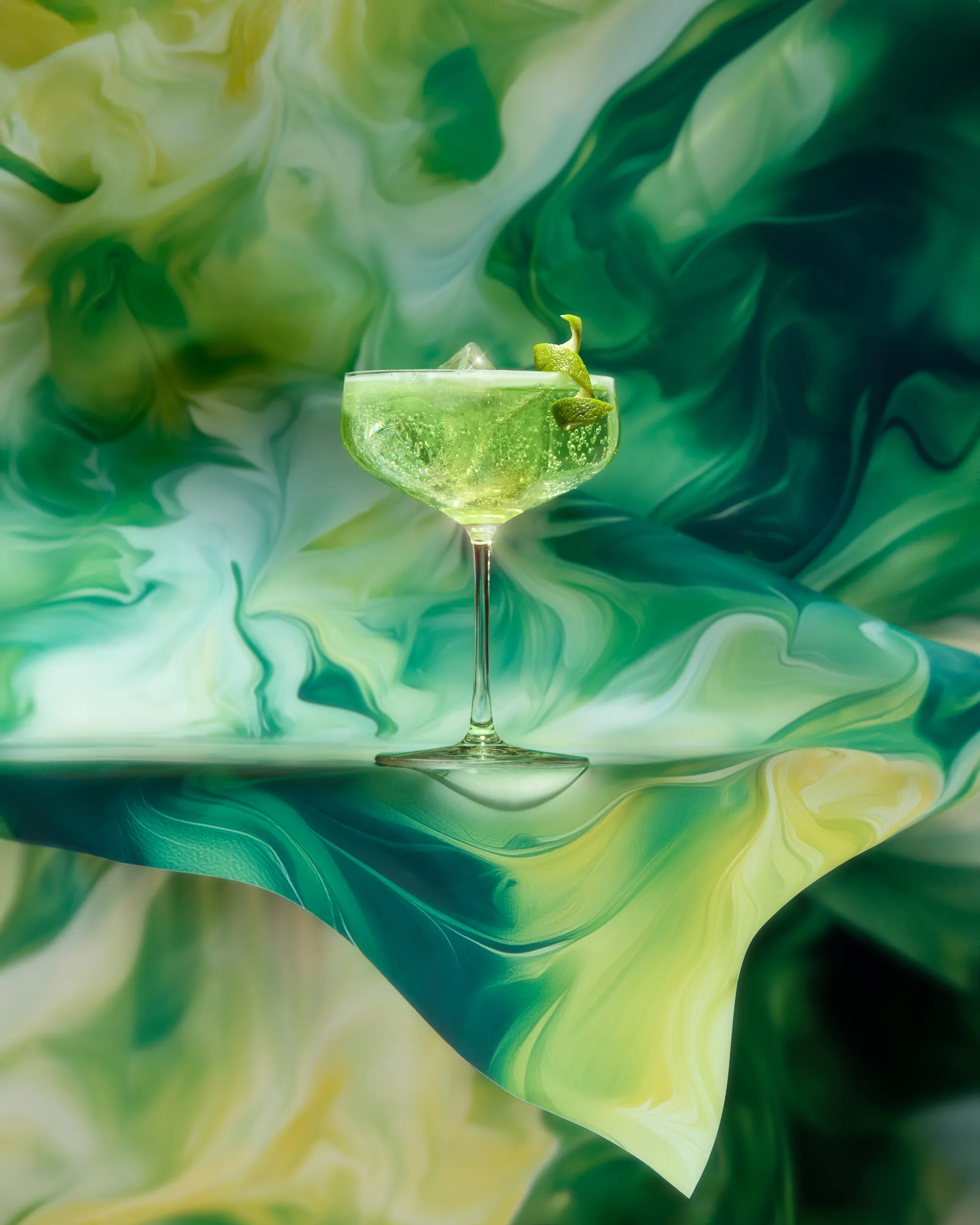 Mission Genuss basil liqueur, AI enhanced