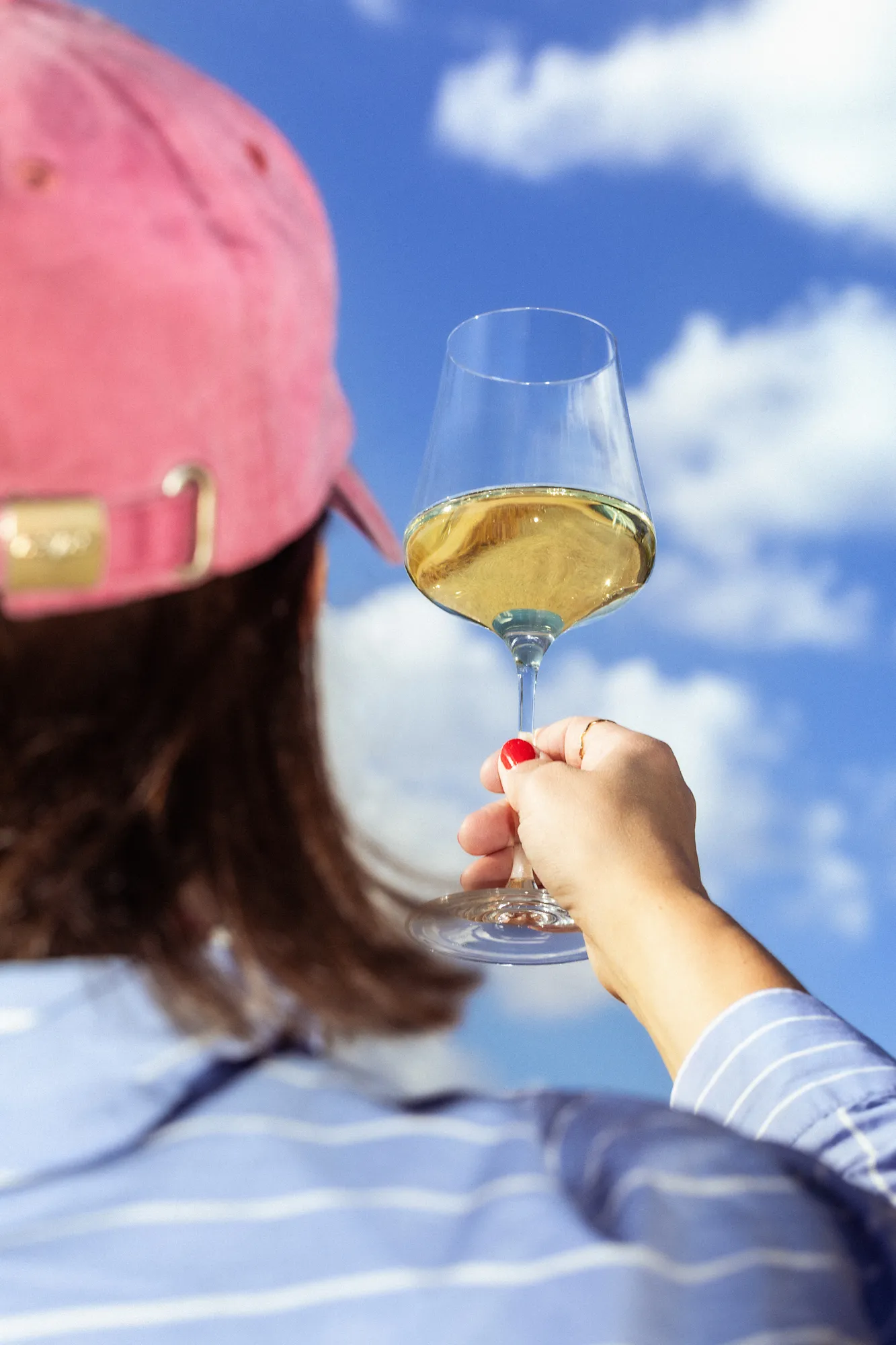 Wine glass held in a lifestyle frame